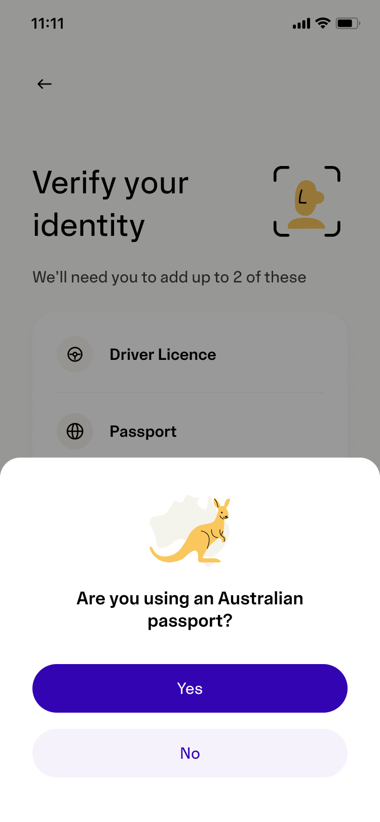 Improved KYC experience screen three