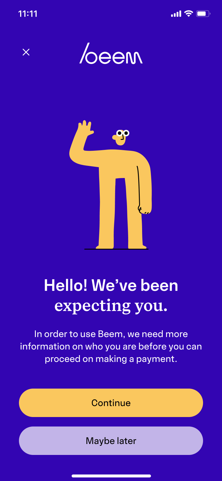 Improved KYC experience screen one