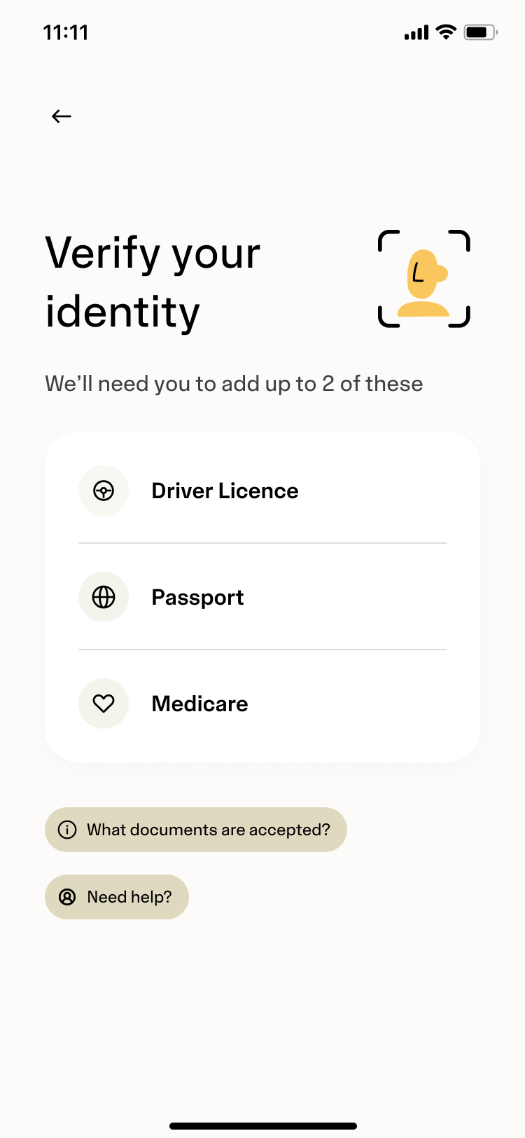 Improved KYC experience screen two